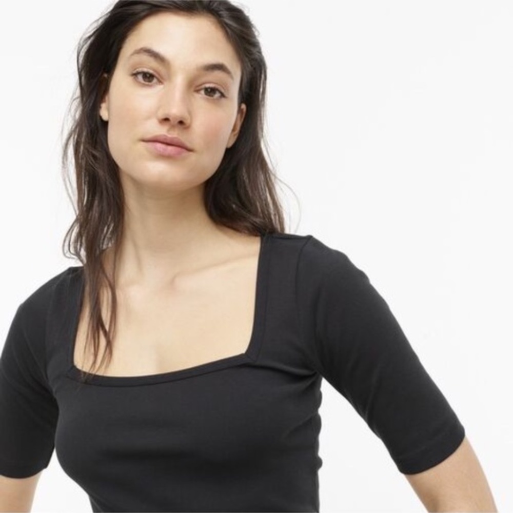 Perfect-fit elbow-sleeve squareneck T-shirt - Picture 5 of 8